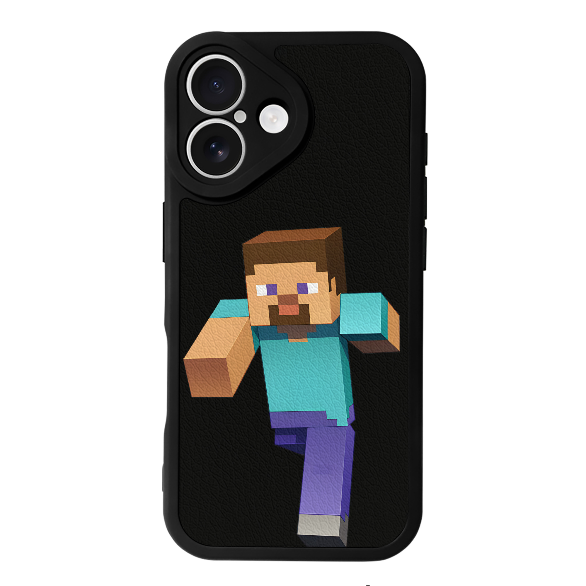 （画像用） マインクラフト ブロックの世界 Minecraft MC Block world 【iPhone 16シリーズ対応】シリコンスマホケース（レザー調） 材質：シリコン